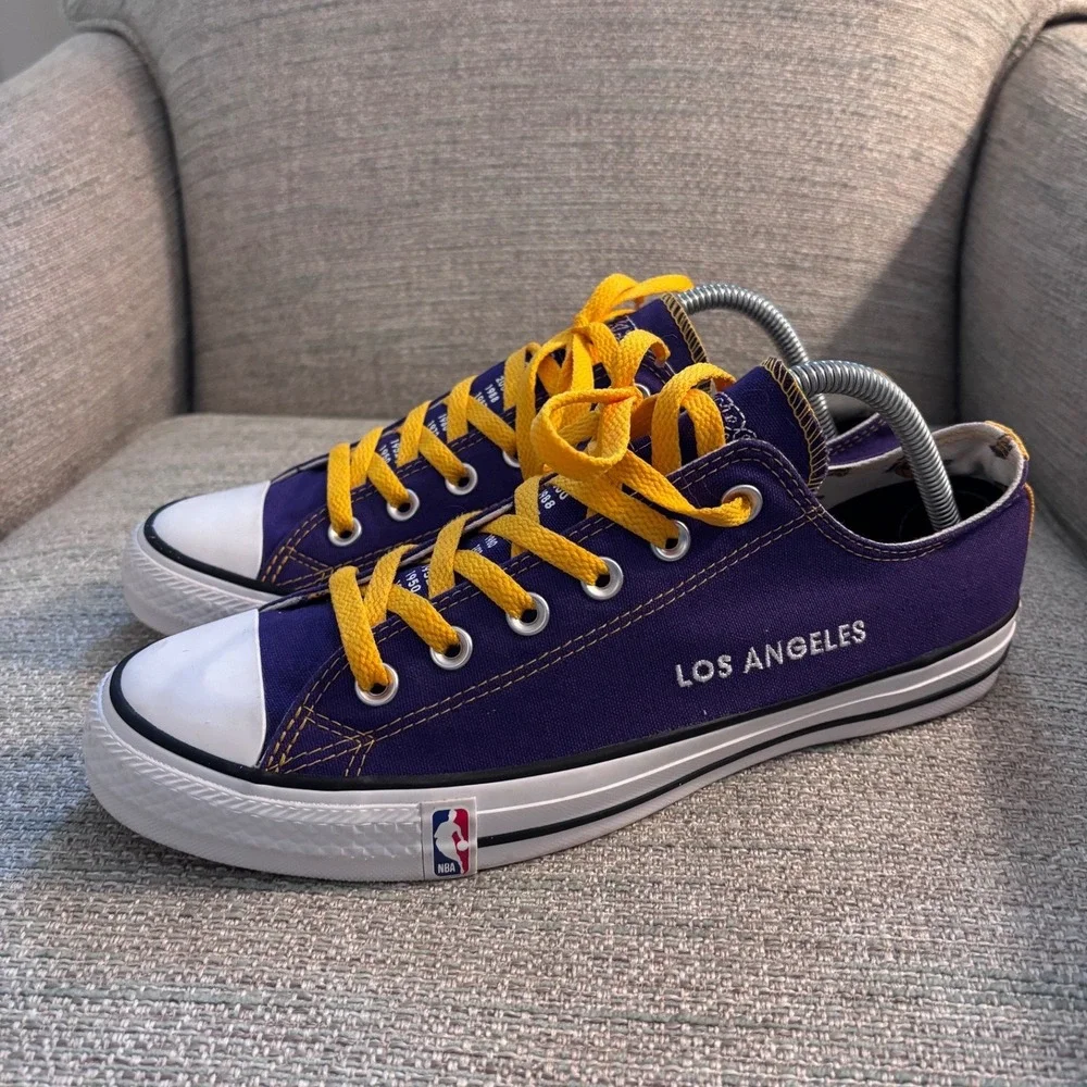 Converse Chuck Taylor All Star NBA Los Angeles Lakers Purple Gold Sneakers Men 8 - Picture 2 of 10
